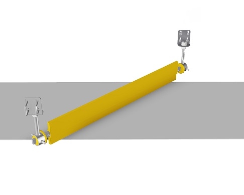 diagonal plovafskraber til transportbåndets returløb. Denne afskraber kan også anvendes til reverserende transportbånd.